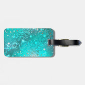 ミントターコイズフォイルの背景 ラゲッジタグ (裏面横)
