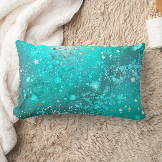 ミントターコイズフォイルの背景 ランバークッション (ブランケット)