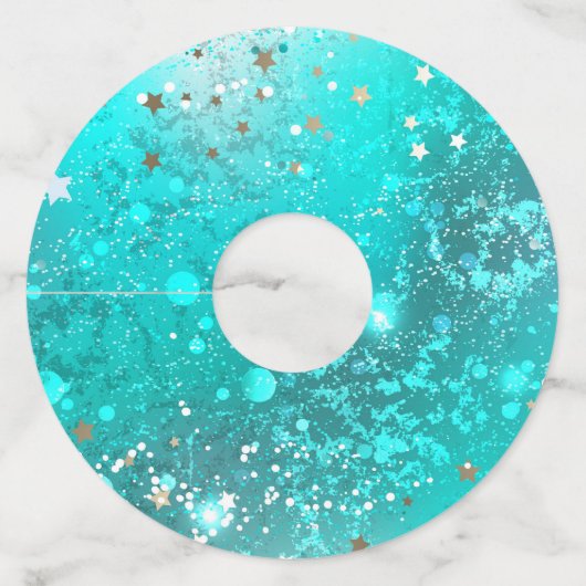 ミントターコイズフォイルの背景 ワイングラスタグ (正面)