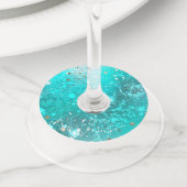 ミントターコイズフォイルの背景 ワイングラスタグ (クローズアップ)