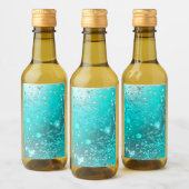 ミントターコイズフォイルの背景 ワインラベル (ボトル)