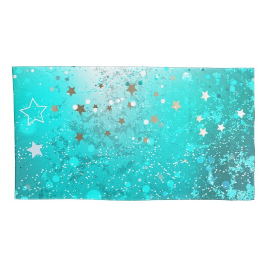 ミントターコイズフォイルの背景 枕カバー (裏面-右)