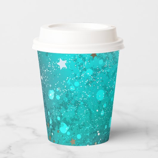 ミントターコイズフォイルの背景 紙コップ (正面)