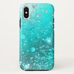 ミントターコイズフォイルの背景 iPhone XSケース