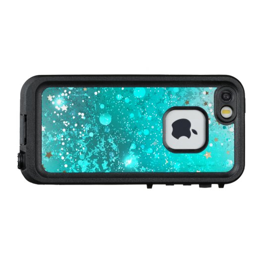 ミントターコイズフォイルの背景 LifeProof iPhoneケース (裏面横)