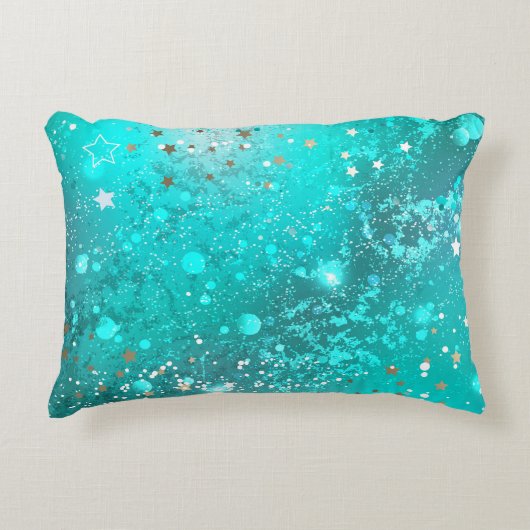 ミントターコイズフォイル背景 アクセントクッション (正面)