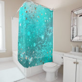 ミントターコイズフォイル背景 シャワーカーテン (インサイチュ)