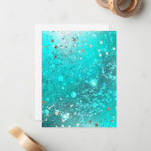 ミントターコイズフォイル背景 ノートカード (正面/裏面インサイチュ)