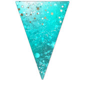 ミントターコイズフォイル背景 バンティングフラッグ (第3の旗)