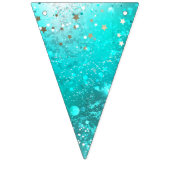 ミントターコイズフォイル背景 バンティングフラッグ (第1の旗)