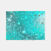 ミントターコイズフォイル背景 フリースブランケット (正面(横))