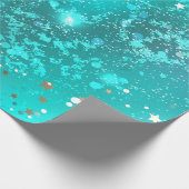 ミントターコイズフォイル背景 ラッピングペーパー (角)