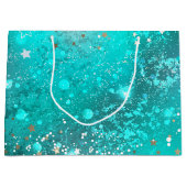 ミントターコイズフォイル背景 ラージペーパーバッグ (正面)