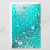 ミントターコイズフォイル背景 便箋 (正面/裏面)
