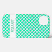 ミントターコイズ傾斜スクエア 名前入りカスタム Case-Mate iPhoneケース (裏面 (横))