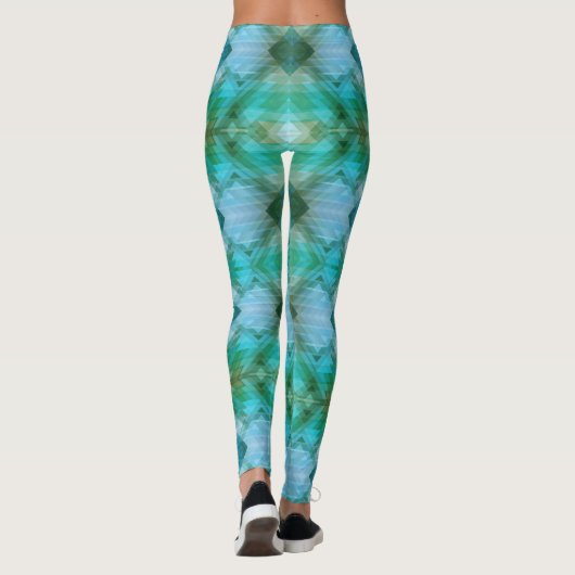 ミントターコイズ抽象芸術幾何学的パターンレギンス レギンス (裏面)