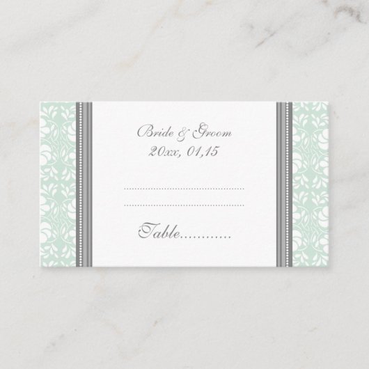 ミントダマスコウェディングテーブルプレイスセッティングカード プレイスカード (正面)