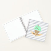 ミントチョコチップアイスクリームストライプ 個人名入れ ノートブック (内部)