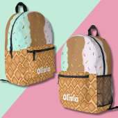 ミントチョコレートストロベリーアイスクリーム名 プリントバックパック