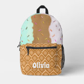 ミントチョコレートストロベリーアイスクリーム名 プリントバックパック (正面)