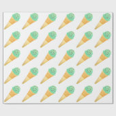 ミントチョコレートチップアイスクリームコーン ラッピングペーパー (フラット)