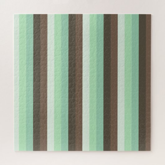 ミントチョコレートチップカラーブロックストライプ製品 ジグソーパズル (横)