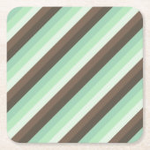 ミントチョコレートチップカラーブロックストライプ製品 スクエアペーパーコースター (正面)