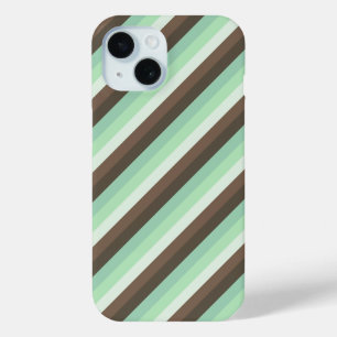 ミントチョコレートチップカラーブロックストライプ製品 iPhone 15ケース