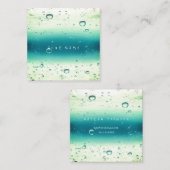 ミントティファニーホワイト抽象芸術ウォーター海ボール スクエア名刺 (正面/裏面)