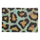 ミントティースミーティール（緑がかった色）ヒョウ印刷ピローケース 枕カバー (裏面-左)