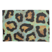 ミントティースミーティール（緑がかった色）ヒョウ印刷ピローケース 枕カバー (正面左)