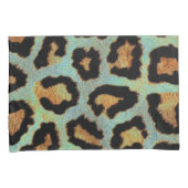 ミントティースミーティール（緑がかった色）ヒョウ印刷ピローケース 枕カバー (正面右)