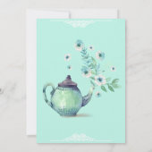 ミントティーティーティーティーポット水彩花 招待状 (裏面)