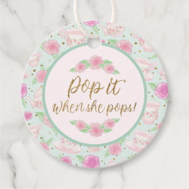 ミントティーポップ・アートのパーティー彼女が赤ちゃんシャワーをポップ フェイバータグ