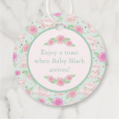 ミントティーポップ・アートのパーティー彼女が赤ちゃんシャワーをポップ フェイバータグ (裏面)