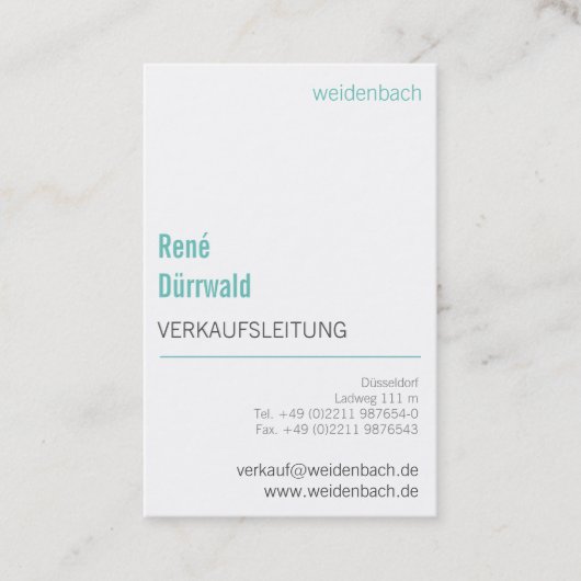 ミントティール（緑がかった色）エレガントのモダン色は読良い 名刺 (正面)