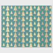 ミントティール（緑がかった色）コテージ金ゴールド赤面クリスマスツリークラフト ラッピングペーパー (フラット)