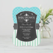 ミントティール(緑がかった色)シャルボストライプード招待状 招待状 (スタンド正面)