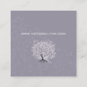 ミントティール（緑がかった色）ハートリーフツリーボーホーフローラと羽毛 スクエア名刺 (裏面)