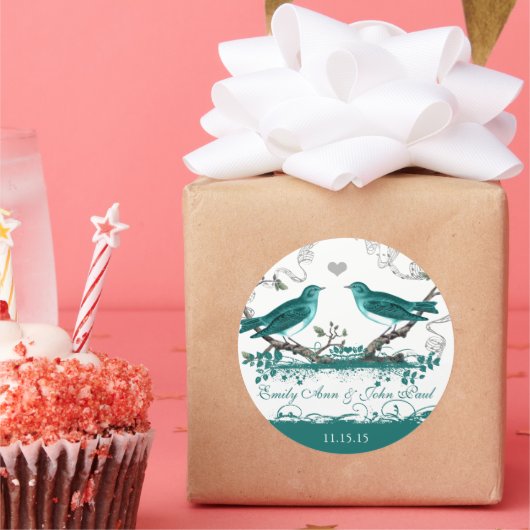 ミントティール(緑がかった色)ロマン素朴ムラブバードズ結婚ズ ラウンドシール (パーティー)