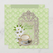 ミントデイジーブライダルシャワーティーパーティの招待状 招待状 (正面/裏面)