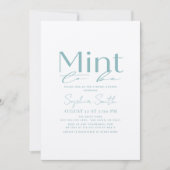 ミントトゥビー ミニマル タイポグラフィー ホワイト ブライダルシャワー 招待状 (正面)