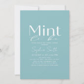 ミントトゥーベミニマルタイポグラフィブライダルシャワー 招待状 (正面)
