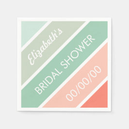 ミントトコーラルブライダルシャワーナプキンス スタンダードカクテルナプキン