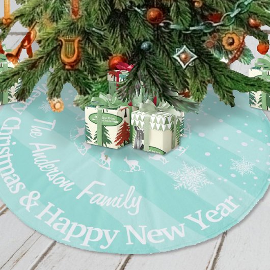 ミントトナディアフォレストクリスマスパーソナライズされた フリース ツリースカート