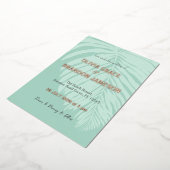 ミントトロピカルパーム結婚リーフ 箔招待状 (回転した状態)