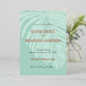 ミントトロピカルパーム結婚リーフ 箔招待状 (立ち正面)