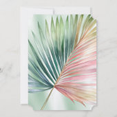 ミントトロピカルピンクグリーンの葉のブライズシャワー 招待状 (裏面)