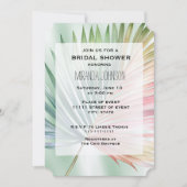 ミントトロピカルピンクグリーンリーフブライダルシャワー 招待状 (正面)