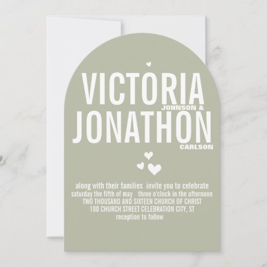 ミントドリフトウッドモダンパターンタイポグラフィ結婚ズ 招待状 (正面)